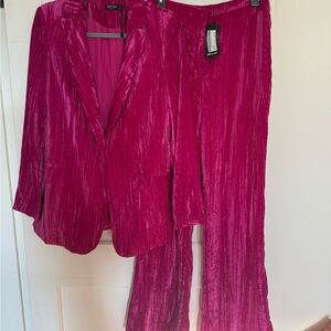 Nasty Gal Hot Pink Crushed Velvet Pants